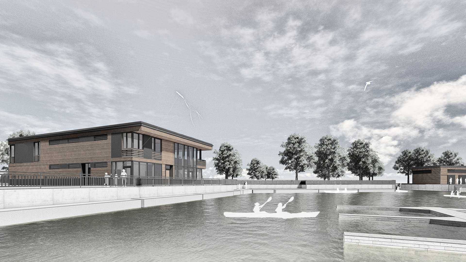 3D-Modell des Stadthafen Leipzig, architektonischer Entwurf